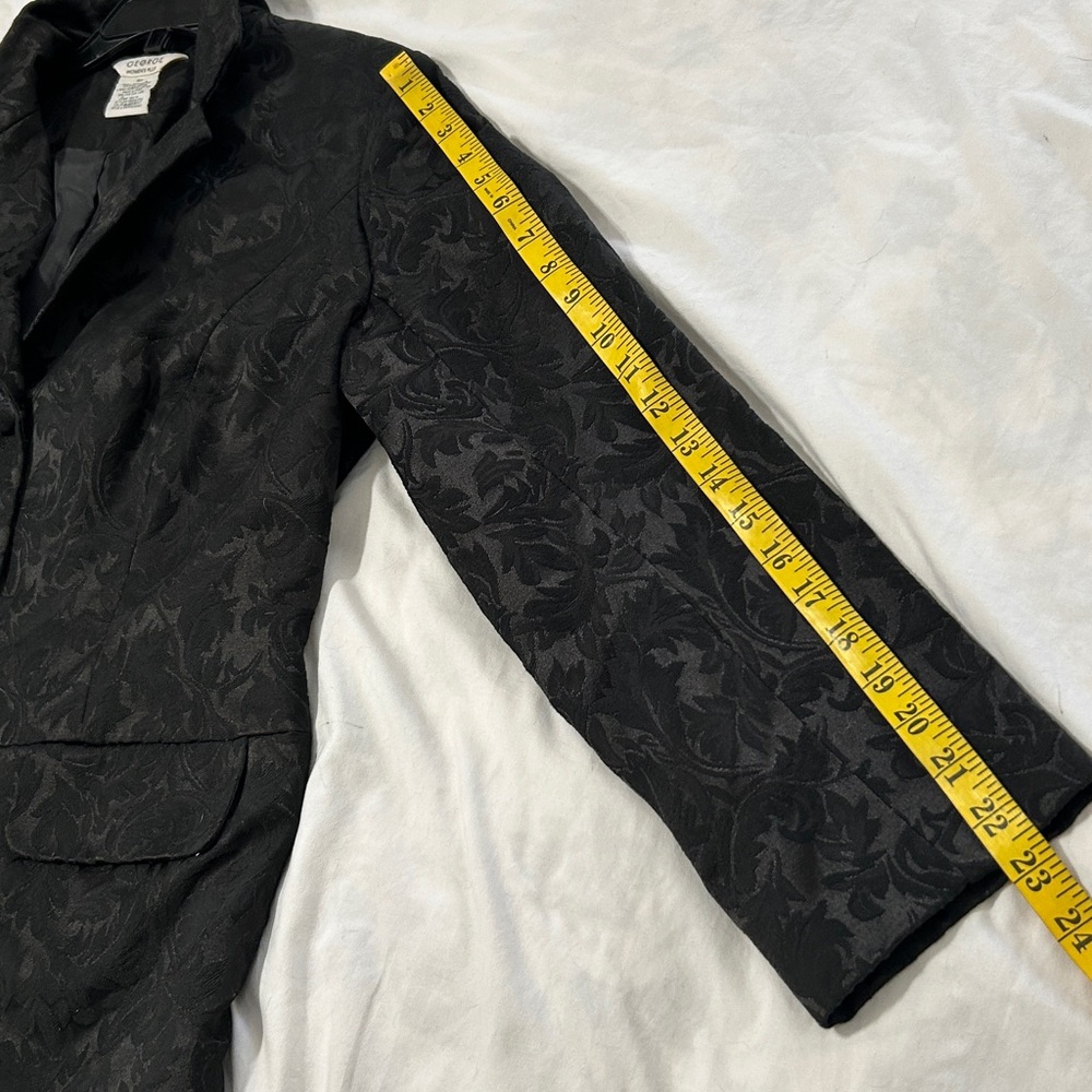 George Black Jacquard Leaf Mid Length Jacket Coat - Picture 12 of 13